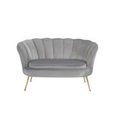 Divano salotto 122x73x78 cm 2 Posti in Velluto Seduta a Conchiglia Lola Grigio