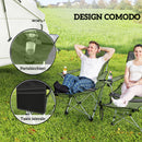Set 2 Sedie da Campeggio 82x50-100x88 cm Pieghevoli con Poggiapiedi e Portabicchieri in Tessuto Oxford Verde      