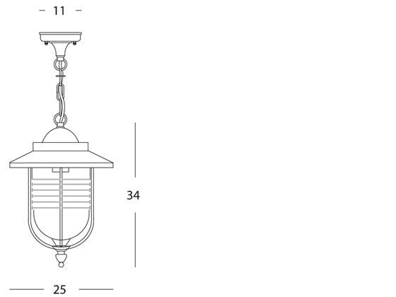 Lampada Lanterna Sospesa Color Ruggine da Esterno Linea Porto Sovil