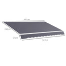 Telo di Ricambio per Tenda a Bracci Retrattile 347x240 cm  in Poliestere Anti UV Grigio  