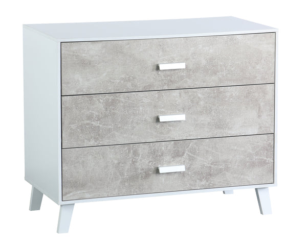 online Comò 3 Cassetti 90x40x75 cm in Pannello Truciolare Bianco/Cemento