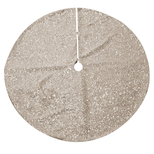 Copri base albero tessuto con pailette champagne cm Ø90 sconto
