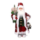 Babbo natale in tessuto con lanterna verde e rosso cm xh45