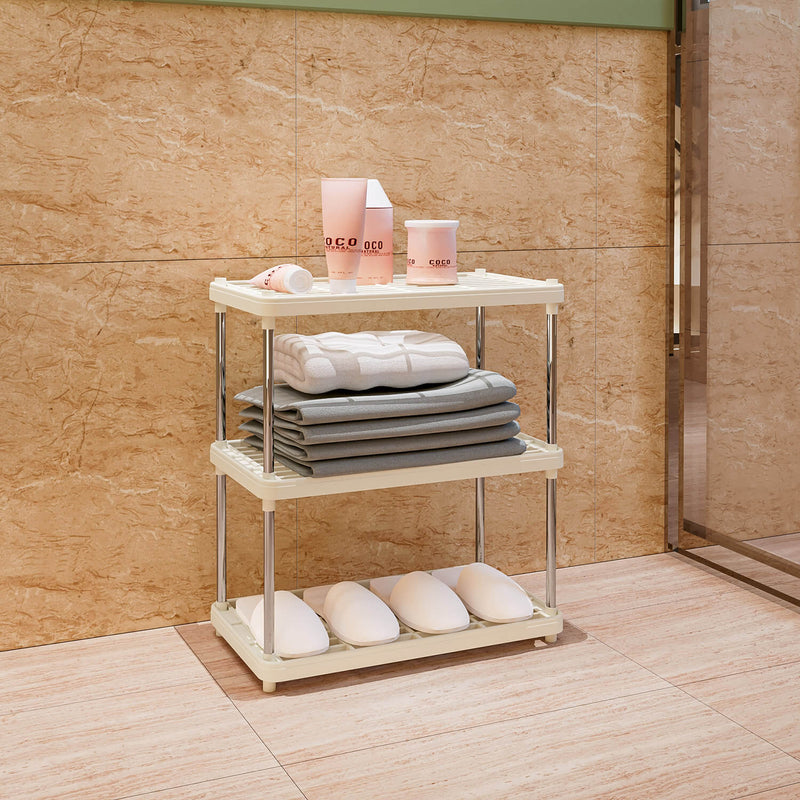 Scaffale 3 Ripiani 42x22x55 cm in Metallo e Plastica Will Silver/Bianco