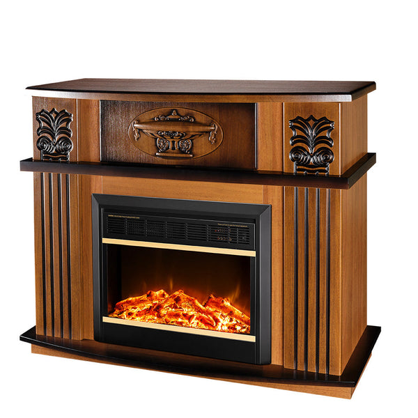 prezzo Camino Elettrico da Pavimento 96,3x120x31,8 cm Effetto Fiamma 1500W Roma mini & Mars Noce