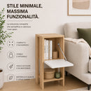 Comodino 30x30x55 cm Mobiletto con Anta a Ribalta e Ripiano in Legno Queercia e Bianco     