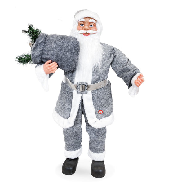 Pupazzo Babbo Natale H90 cm con Luci e Suoni Grigio acquista