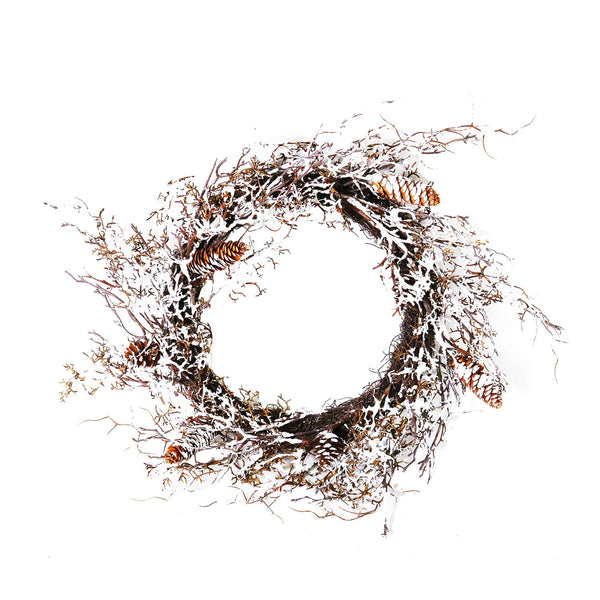 sconto Coroncina plastica pino innevata con pigne cm 60x60xh13