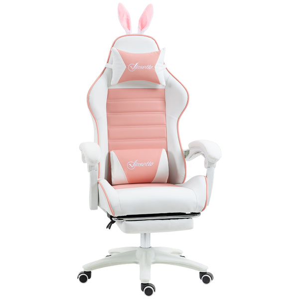 prezzo Sedia Gaming Ergonomica 65x63x136-142A cm con Orecchie in Finta Pelle Rosa