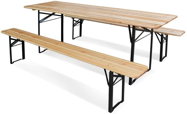 online Set Birreria da Giardino Pieghevole Tavolo 220x70 cm in Legno