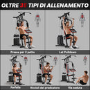 Power Tower Stazione Fitness 135x103x210cm Pesi 65kg Telaio in Acciaio Nero Rosso      