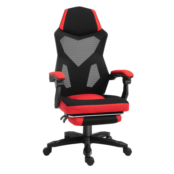 Sedia da Gaming Ergonomica e Reclinabile 58x63x112-122 cm in Tessuto a Rete Nero e Rosso online