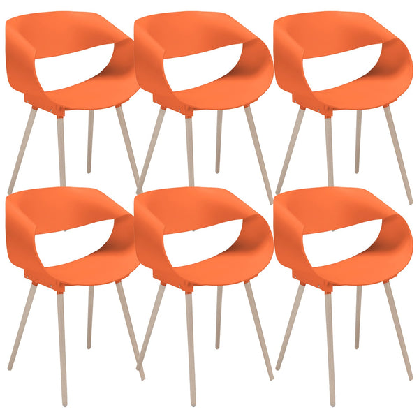 sconto Set 6 Sedie 62x54x74 cm in Polipropilene Diletta Arancione