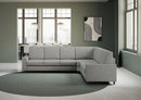 Divano Angolare 6 Posti 286x226x85 cm Sakar in Tessuto Grigio