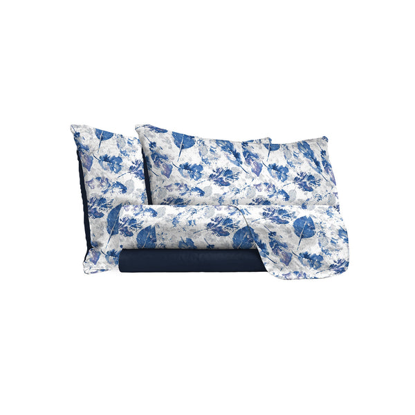 sconto Set Lenzuola con Stampa Sopra Sotto e Federe Foglie Varie Misure