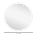 Specchio da Bagno Ø70x3 cm con LED 3 Colori Regolabili in Metallo e Vetro