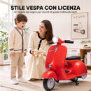 Moto Elettrica per Bambini 3+ Anni Licenza Piaggio Vespa 7,2 V 81x37x63 cm con Rotelle Rimovibili 3-5 km/h Max 30 kg in PP Rosso      