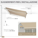 Tenda da Sole Avvolgibile Parasole a Parete Manuale Impermeabile Beige 2.5x2m 