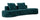 Divano Island Petrolio 238x92x78 cm in Spugna e Poliestere Verde acqua