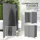 Paravento Separè da Esterno 3 Pannelli 252x44x176 cm Pieghevole e Regolabile in Poliestere Grigio Carbone  