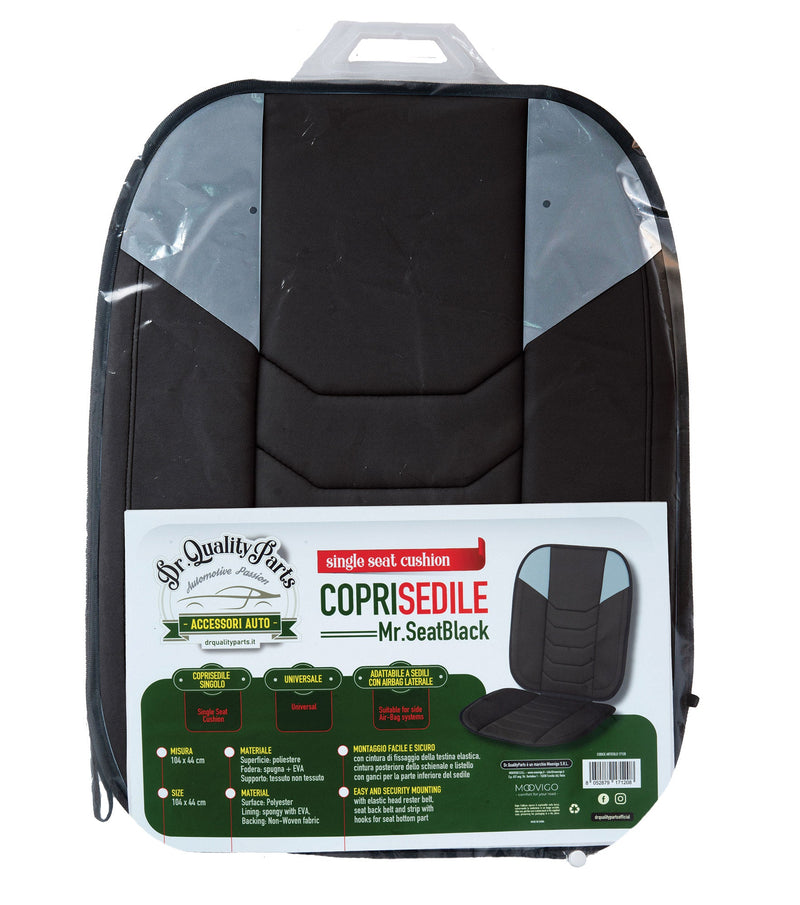 Coprisedile Anteriore Singolo 104x44 cm per Auto Universale Nero e Grigio