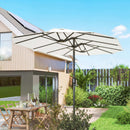Ombrellone Doppio a 12 Stecche 459x266x235 cm con Manovella in Metallo e Poliestere Bianco      