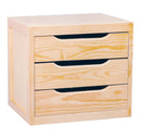 Cassettiera da Tavolo 3 cassetti 39x30x29,5 cm in Legno di Pino Naturale