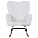 Poltrona Sedia Dondolo Relax Tessuto e Metallo Imbottita Design Moderno Crema