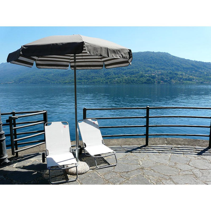 Ombrellone da Giardino Ø2 m Palo Ø33 mm in Acciaio Maffei Venezia Duplex Tortora/Bianco e Tortora