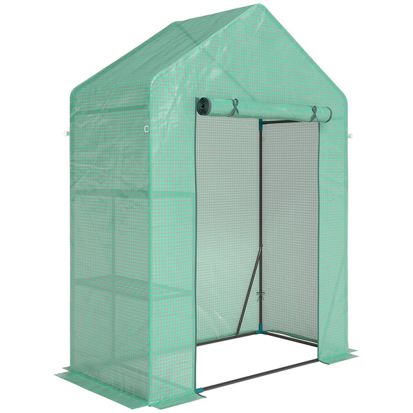 online Serra da Giardino 143 x 73 x 195 cm con Scaffale a 2 Ripiani, Verde