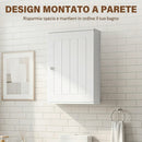 Mobiletto Bagno Pensile Sopra WC 30x14x50 cm con Ripiano Regolabile e Anta in MDF Bianco      