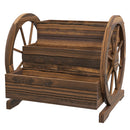 Fioriera da Esterno a 3 Livelli 62x61x57 cm con Ruote Decorative in Legno di Abete Carbonizzato      