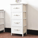 Cassettiera 4 Cassetti in Legno Massello 36x29x81 cm Fumer Camilla Bianca