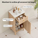 Mobile Bagno Salvaspazio 36x30x80 cm con Cassetto e Anta in MDF Rovere      