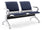 Panca per Sala Attesa 2 Posti da Ufficio con Cuscino in Acciaio e Similpelle Argento/Blu Navy