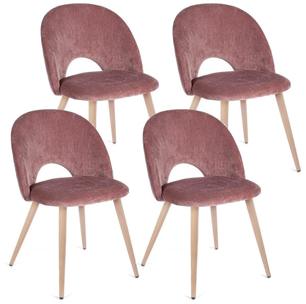 Set 4 Sedie 53x60x82 cm in Poliestere Effetto Velluto Rosa sconto