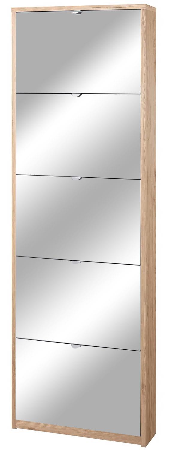 Scarpiera 5 Ante con Specchio 63x190x18 cm Rovere Naturale acquista