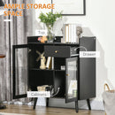 Armadietto 2 Ante con Ripiano Regolabile e Spazi Aperti  80x40x94,3 cm in MDF e Legno Nero