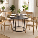 Tavolo da Pranzo Rotondo Ø120x75 cm per 4-6 Persone Stile Industriale in MDF e Metallo Marrone Rustico e Nero      