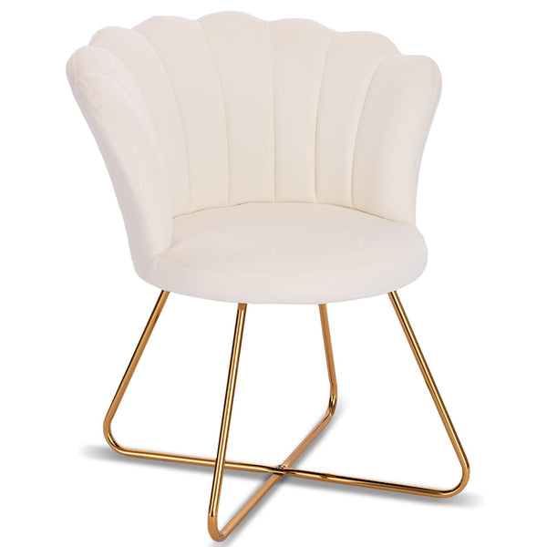 Sedia Relax con Schienale e Seduta in Velluto Beige Struttura Metallo prezzo