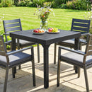 Tavolo da Giardino Allungabile 80-160x80x75 cm con Piano a Doghe in Alluminio e Acciaio Nero      