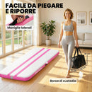 Tappetino Gonfiabile Ginnastica 305x102x10 cm con Pompa Elettrica e Borsa Trasporto in PVC Rosa      
