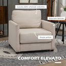 Poltrona Imbottita 80x85x88 cm in Tessuto Effetto Lino Beige