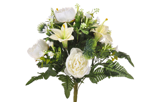Set 2 Bouquet Artificiale con Peonie Altezza 51 cm Bianco sconto
