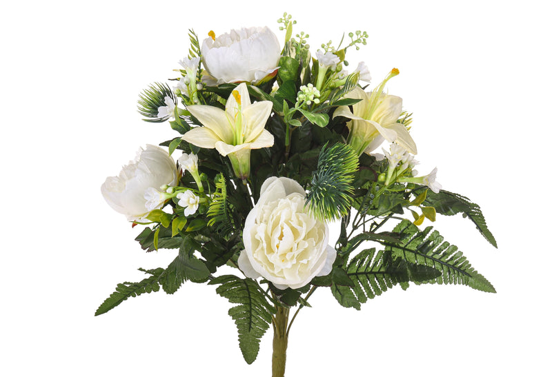 Set 2 Bouquet Artificiale con Peonie Altezza 51 cm Bianco
