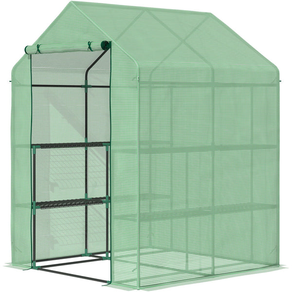 Serra da Giardino con Scaffali 143x138x190 cm in PE e Porta Avvolgibile Verde online