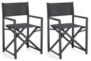 Set 2 Sedie Regista da Giardino 48x56x86h cm Taylor Grigio Scuro/Antracite 