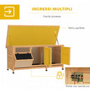 Conigliera da Esterno 112x50x54 cm con Tetto in Asfalto Casetta Vassoi e Mangiatoia in Legno Giallo      