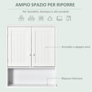 Pensile Mobile Bagno Sospeso con Armadietto a 2 Ante e Ripiano Aperto 60x20x70,5 cm in MDF Bianco 