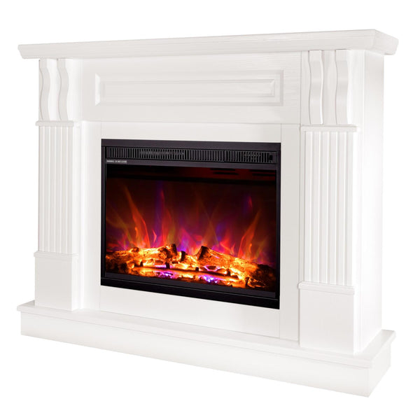 sconto Camino Elettrico da Pavimento 96x113x30 cm Effetto Fiamma 1500W Verona Mini & Lorance Bianco